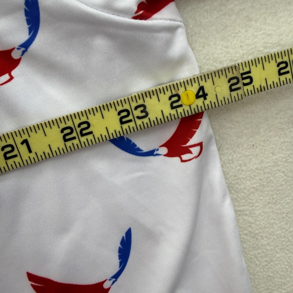Yatta Golf Polo Shirt Mens XXL White Red Blue Eagle Print Performance Stretch - Picture 8 of 9